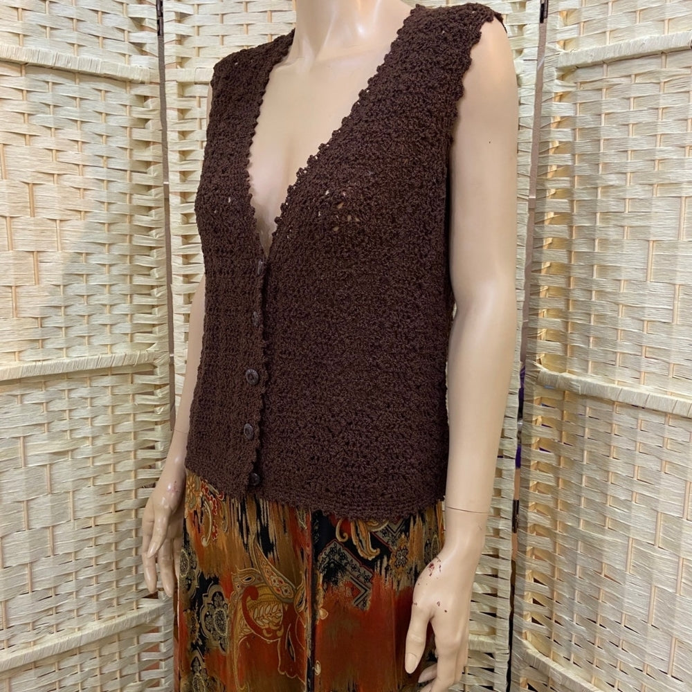 Brown Crochet Vest