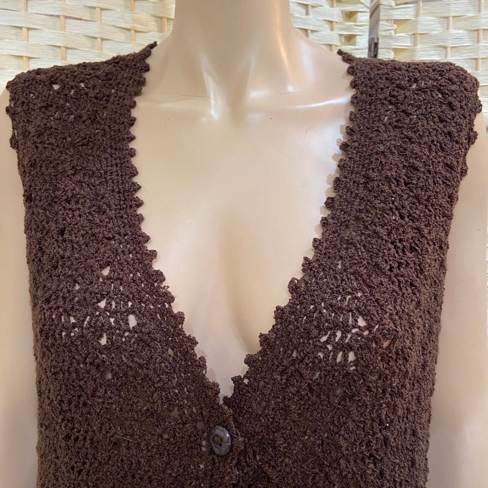 Brown Crochet Vest