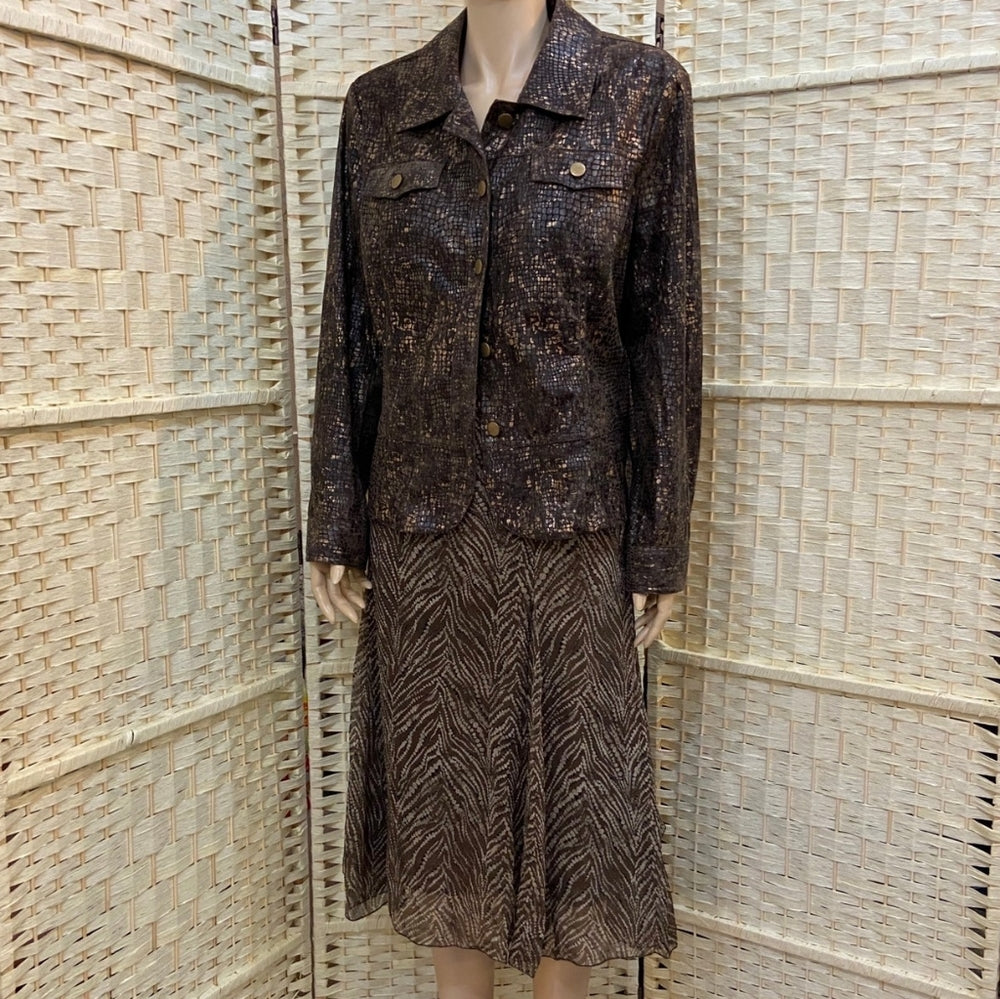 Chico's, Brown Silk Skirt - Size 2