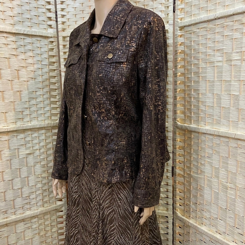 Birch Hill, Faux Snake Skin Brown Jacket - Size L