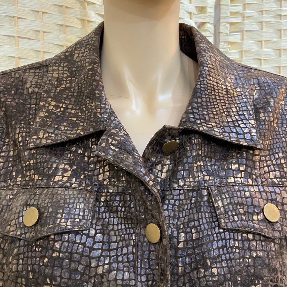 Birch Hill, Faux Snake Skin Brown Jacket - Size L
