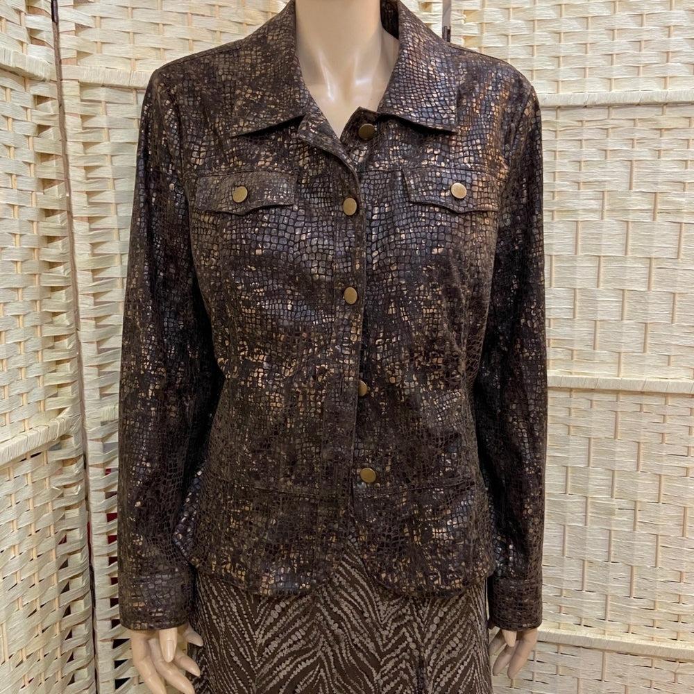 Birch Hill, Faux Snake Skin Brown Jacket - Size L