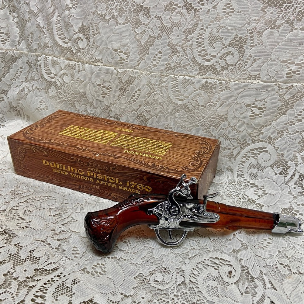 Vintage 1970s Avon 1760 Duelling Pistol Deep Woods After Shave Decanter 4Fl Oz