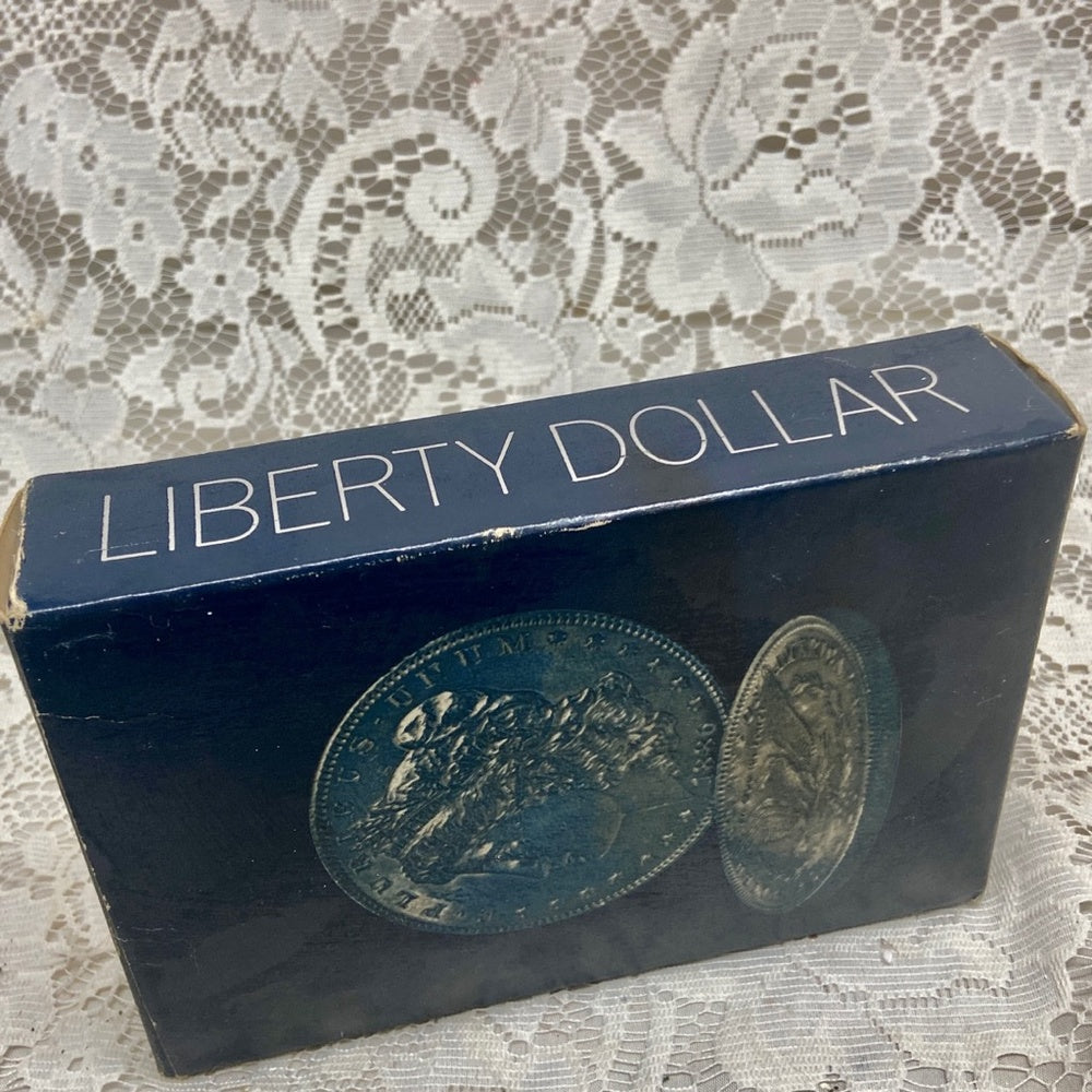 Vintage 1970s Avon Oland After Shave, Morgan Dollar Silver Piece Decanter 6Fl Oz