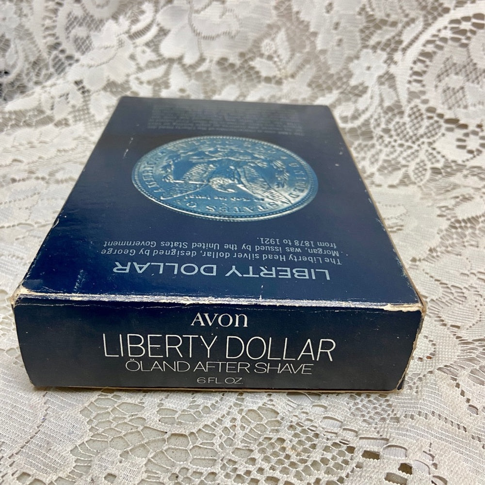 Vintage 1970s Avon Oland After Shave, Morgan Dollar Silver Piece Decanter 6Fl Oz