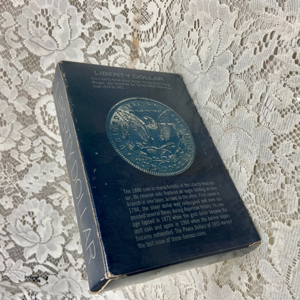 Vintage 1970s Avon Oland After Shave, Morgan Dollar Silver Piece Decanter 6Fl Oz