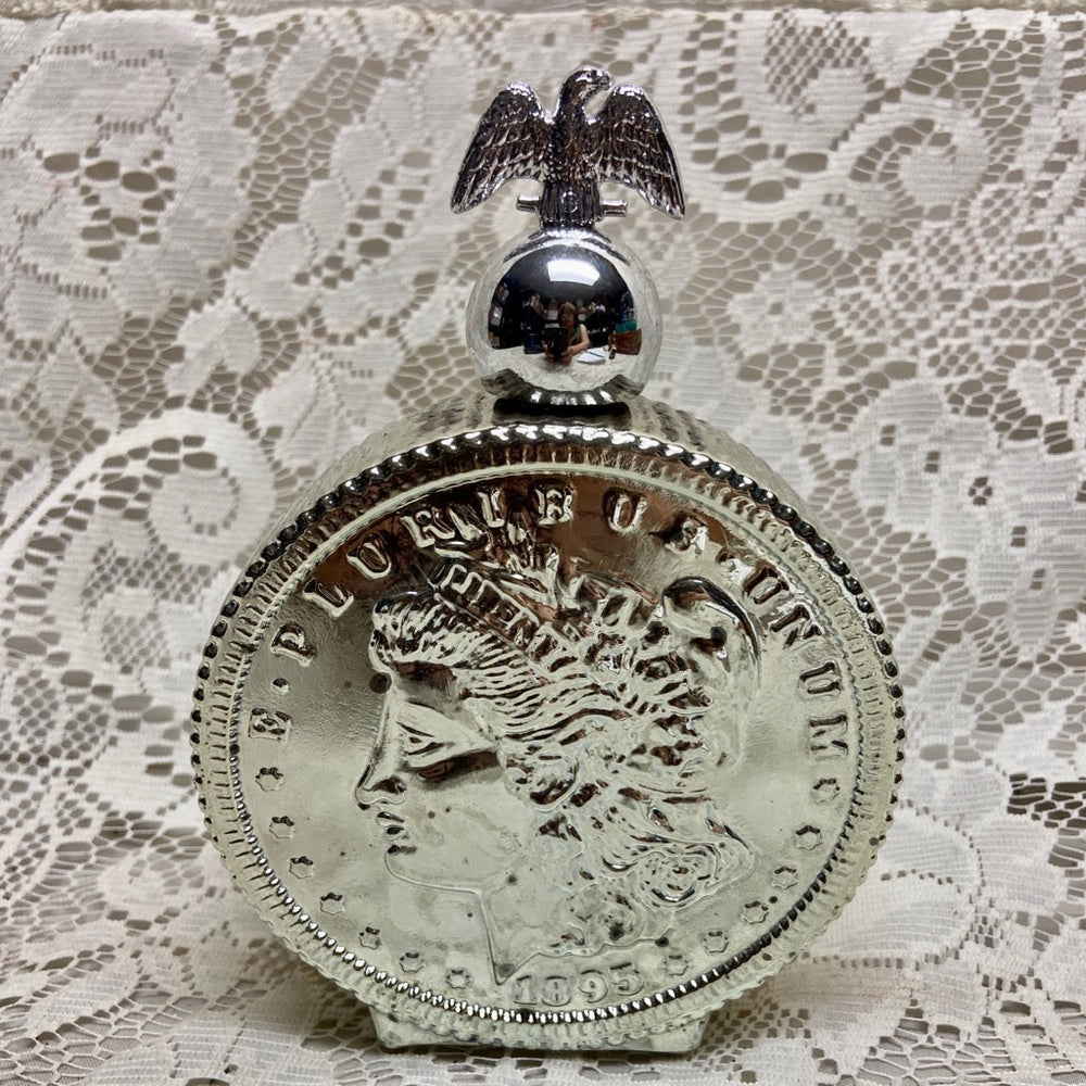 Vintage 1970s Avon Oland After Shave, Morgan Dollar Silver Piece Decanter 6Fl Oz