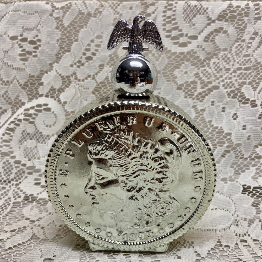 Vintage 1970s Avon Oland After Shave, Morgan Dollar Silver Piece Decanter 6Fl Oz