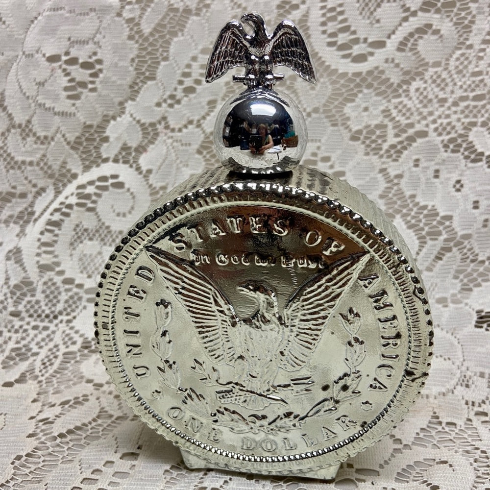 Vintage 1970s Avon Oland After Shave, Morgan Dollar Silver Piece Decanter 6Fl Oz