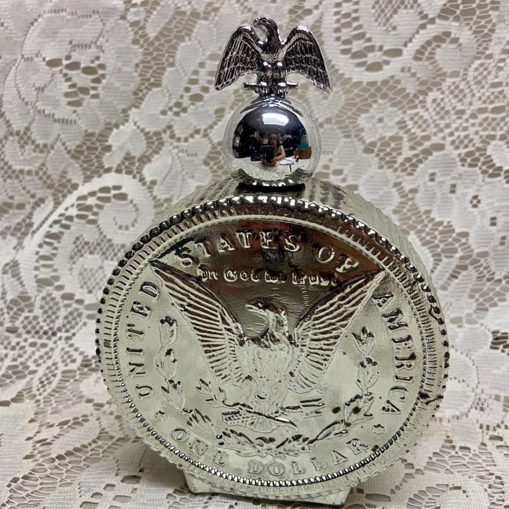 Vintage 1970s Avon Oland After Shave, Morgan Dollar Silver Piece Decanter 6Fl Oz