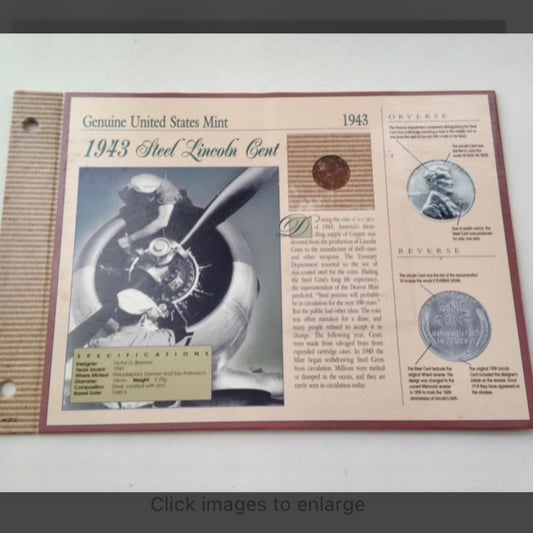 Genuine United States Mint: 1943 Steel  Lincoln Cent