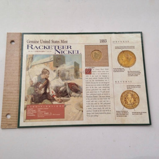 Genuine United States Mint: 1883 Racketeer Gold Plated Liberty Nickel