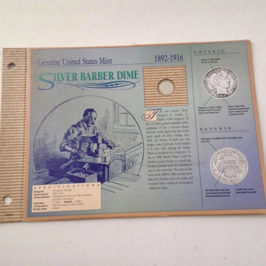 Genuine United States Mint: 1892-1916 Silver Barber Dime