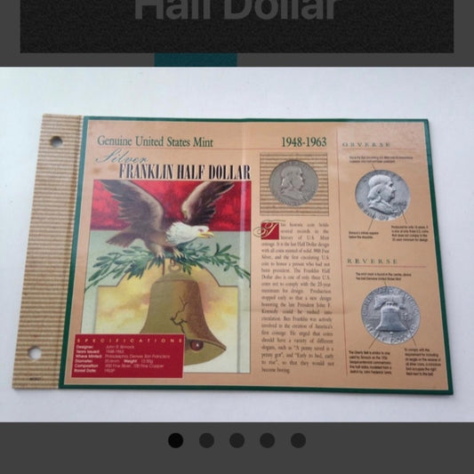 Genuine United States Mint  1948-1963 Silver Franklin Half Dollar