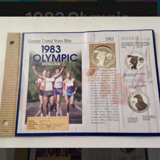 United States Mint 1983s  Olympic  Silver Dollar