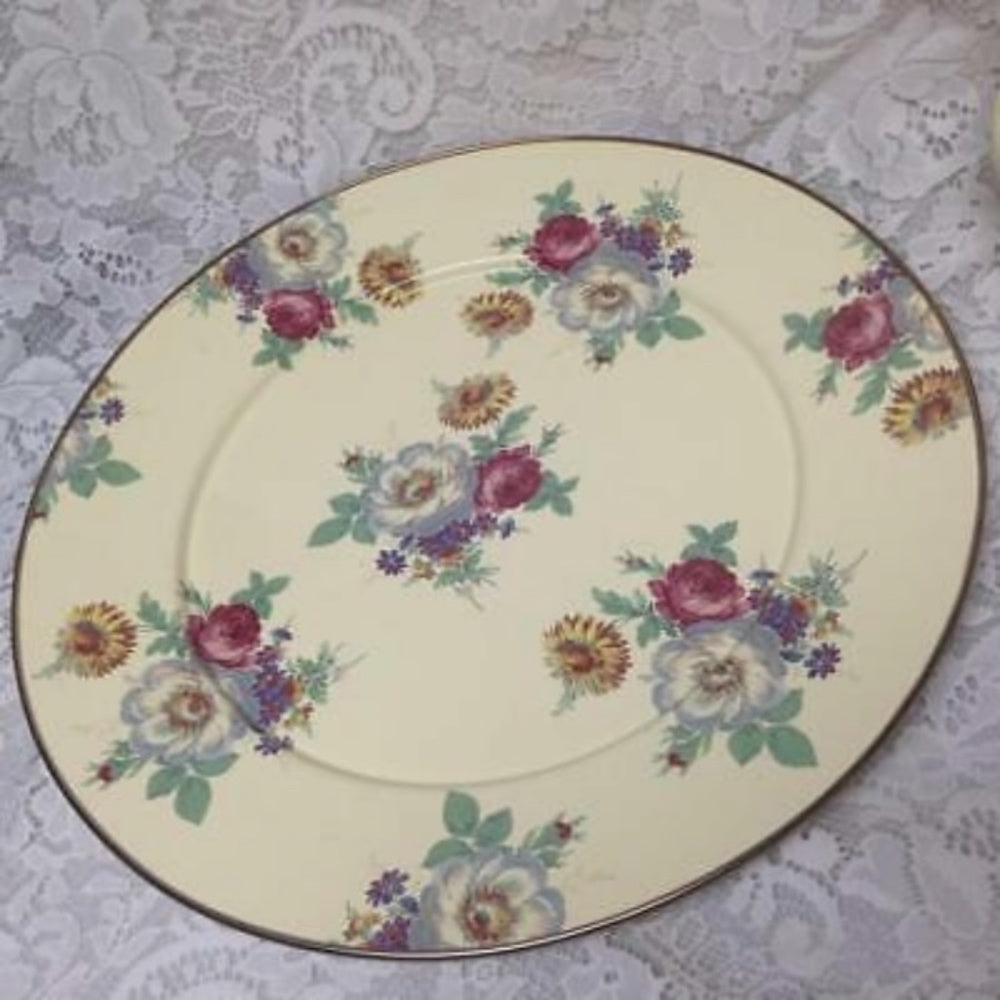 1983-1995 Camp MacKenzie Childs Ltd., Beige Floral Enamelware, 11pcTea Set