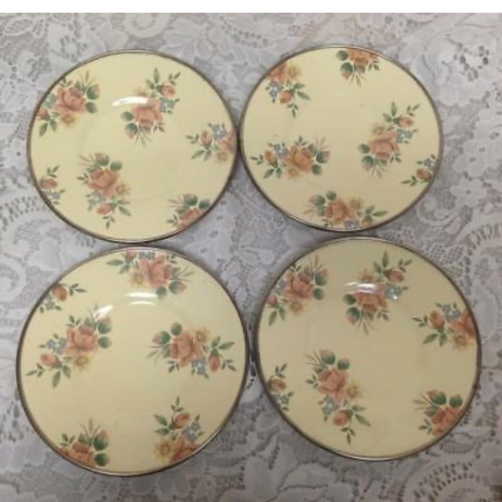 1983-1995 Camp MacKenzie Childs Ltd., Beige Floral Enamelware, 11pcTea Set