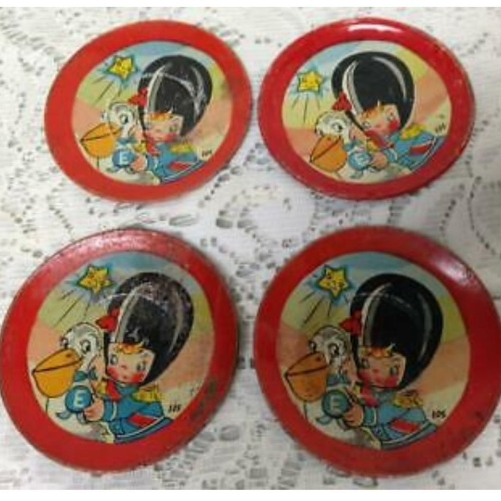 1940-50s Ohio Art, #105 The Wedding, 12pc Childs Tin Tea Set