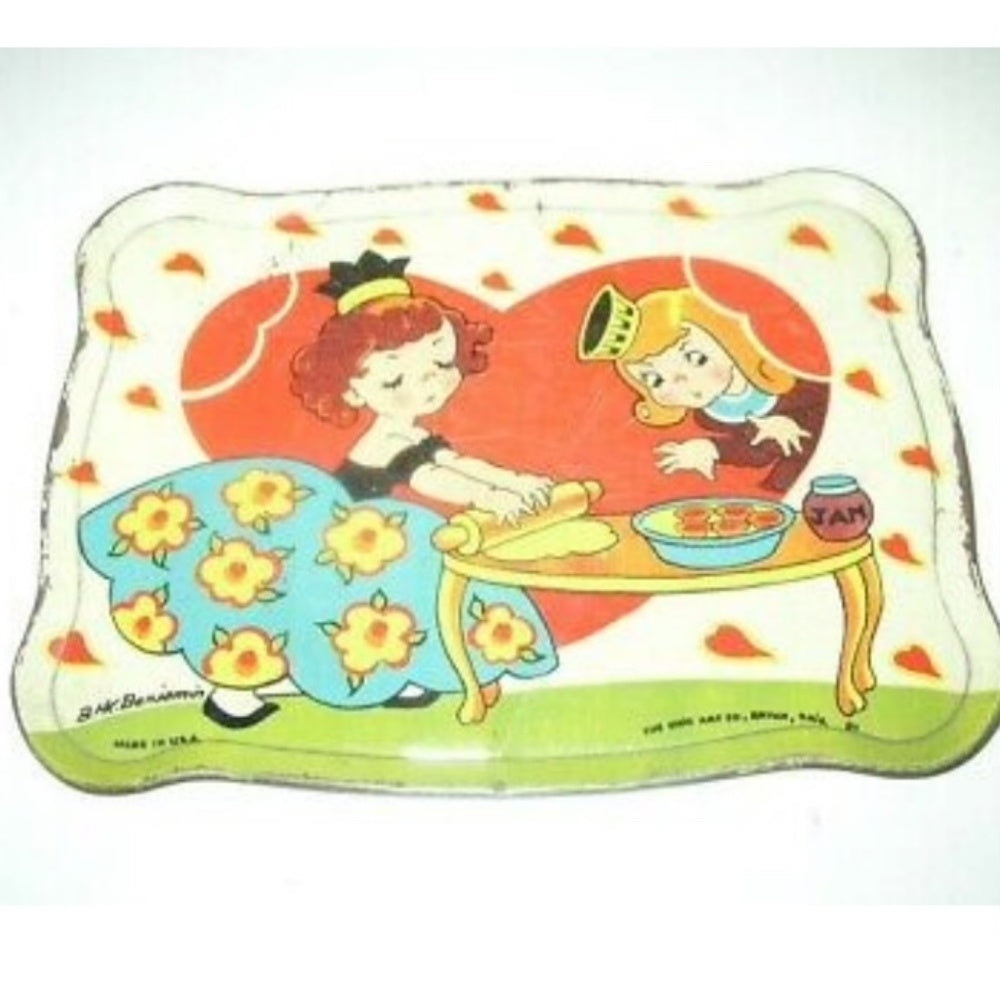 1942, Ohio Art, BK Benjamin, #81 Queen of Hearts 7-pc Child’s Tin Tea Set