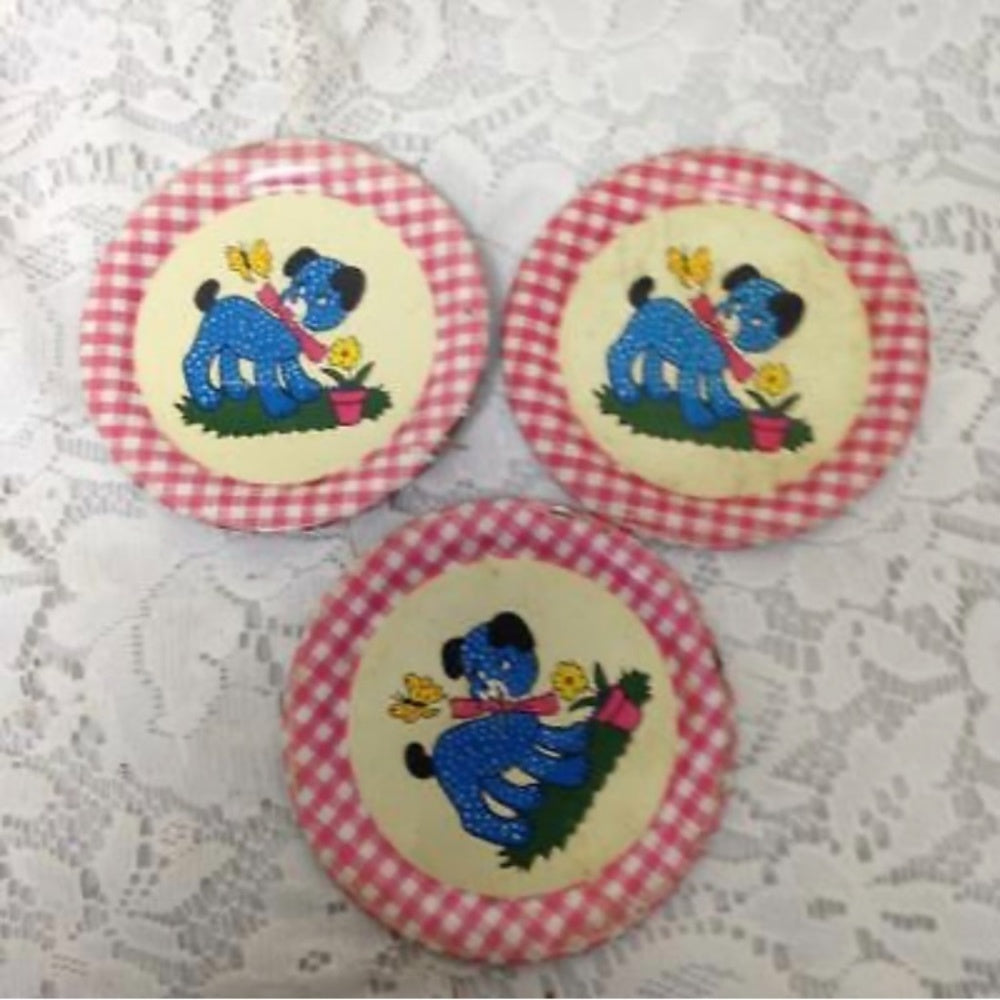 1940-50s Ohio Art, Red Plaid 11-pc Child’s Tin Tea Set
