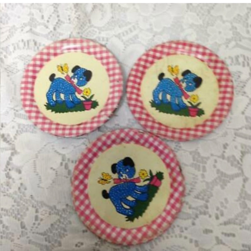 1940-50s Ohio Art, Red Plaid 10-pc Child’s Tin Tea Set