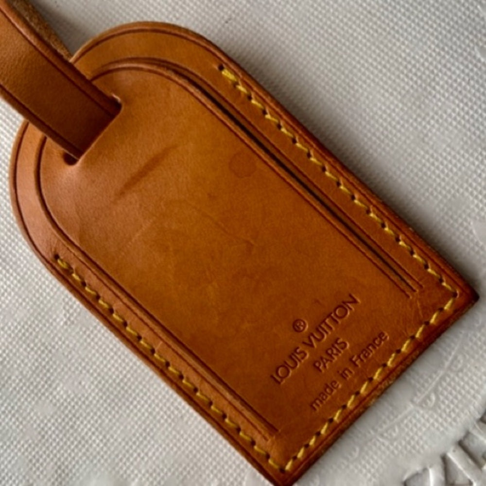 Vintage, Louis Vuitton Tan Leather Handbag -Luggage Name Tag