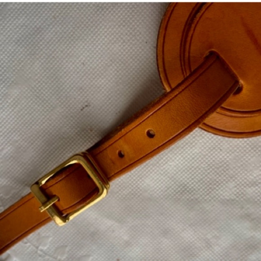 Vintage, Louis Vuitton Tan Leather Handbag -Luggage Name Tag
