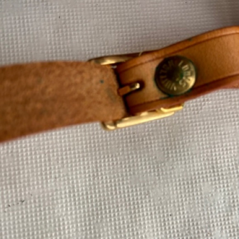 Vintage, Louis Vuitton Tan Leather Handbag -Luggage Name Tag