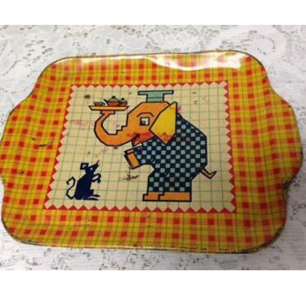 Vintage, Rare, J. Chein, 7pc Childs, Elephant Tin Tea Set