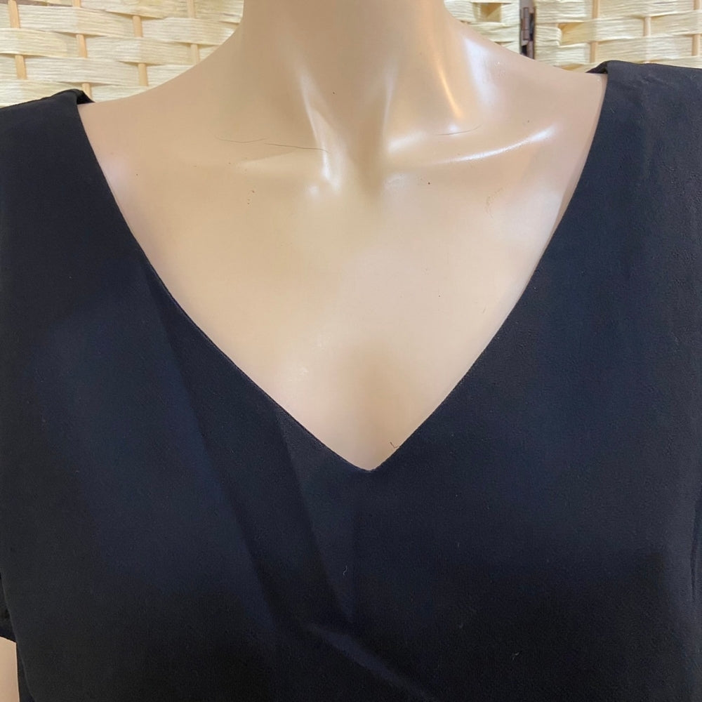 Dressbarn Women Collection, V Neck Beaded Black Blouse - Size 20W