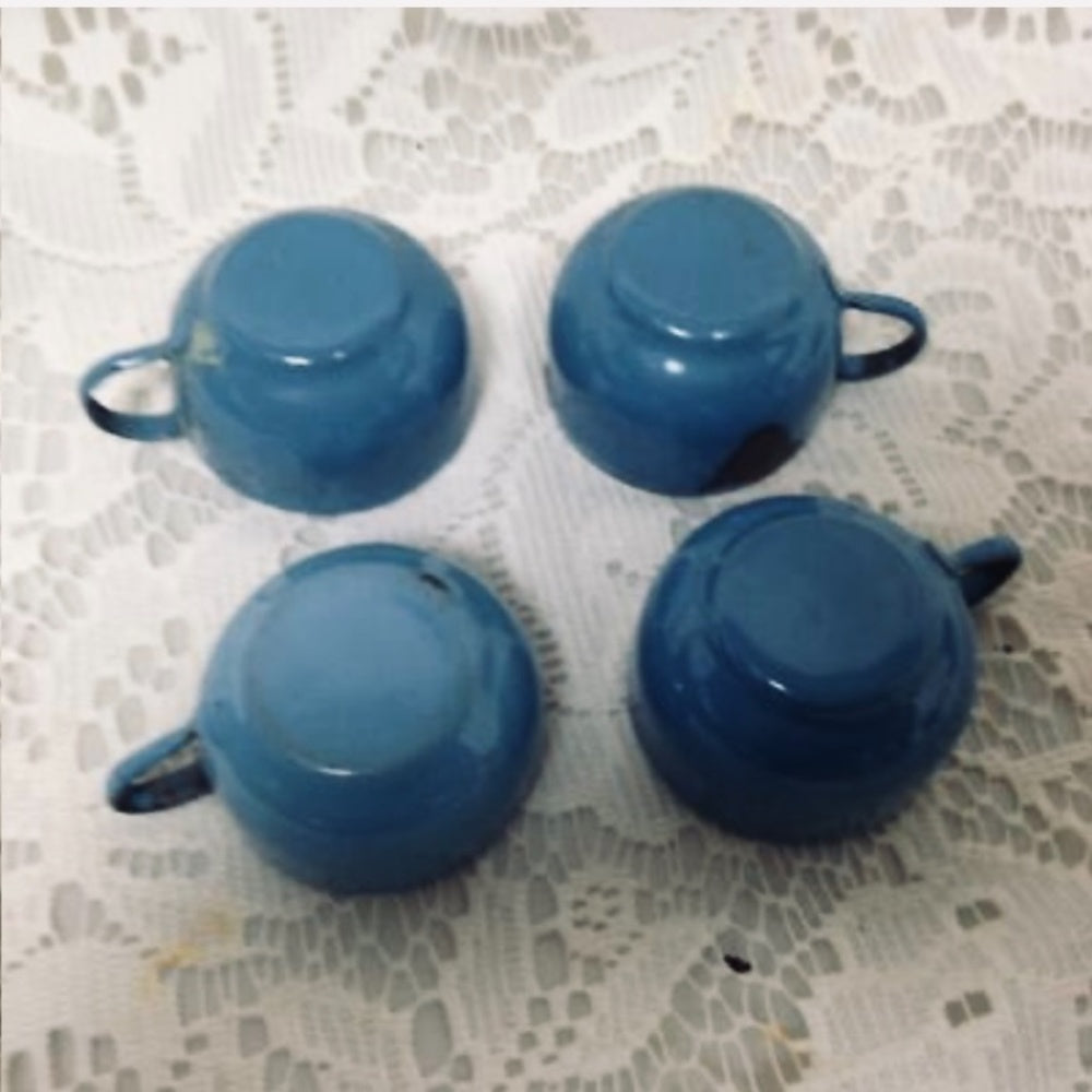 Vintage 12-pc French Blue Enamelware, Child’s Tea Set