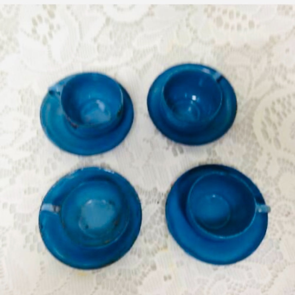 Vintage 12-pc French Blue Enamelware, Child’s Tea Set