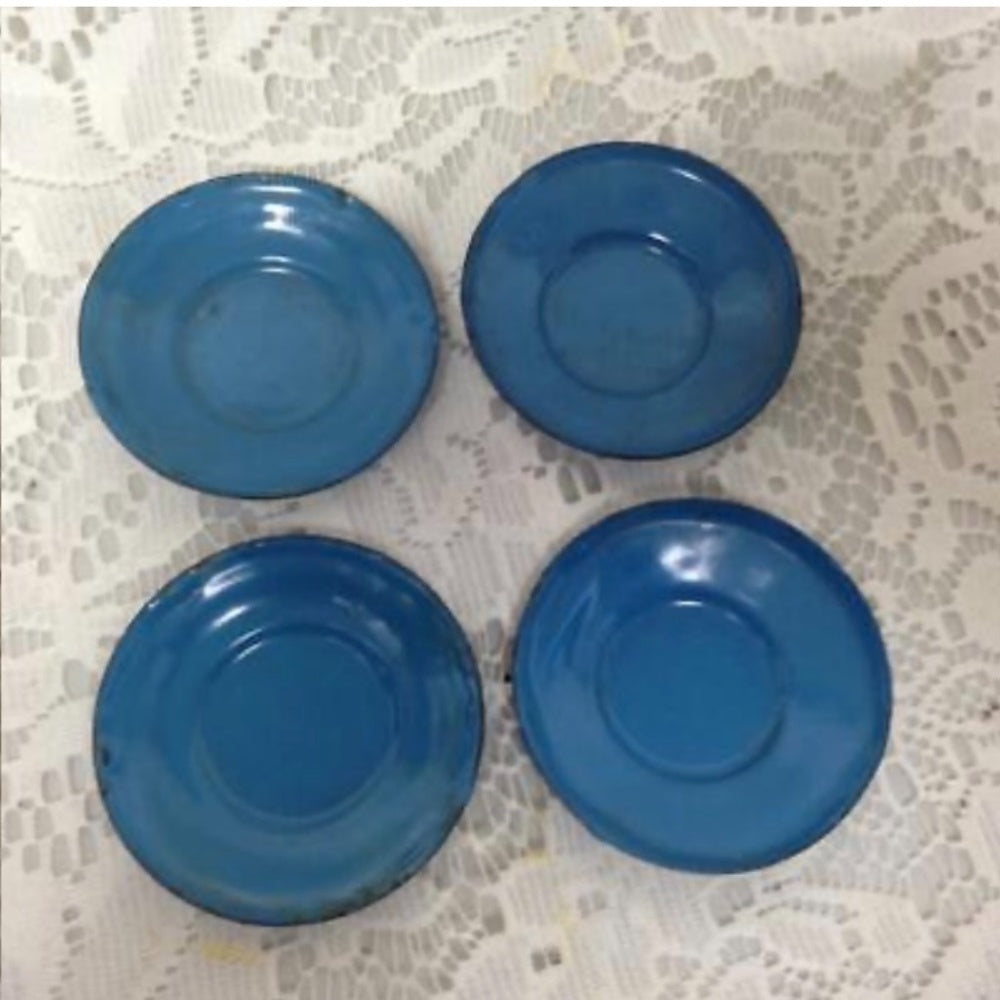 Vintage 12-pc French Blue Enamelware, Child’s Tea Set