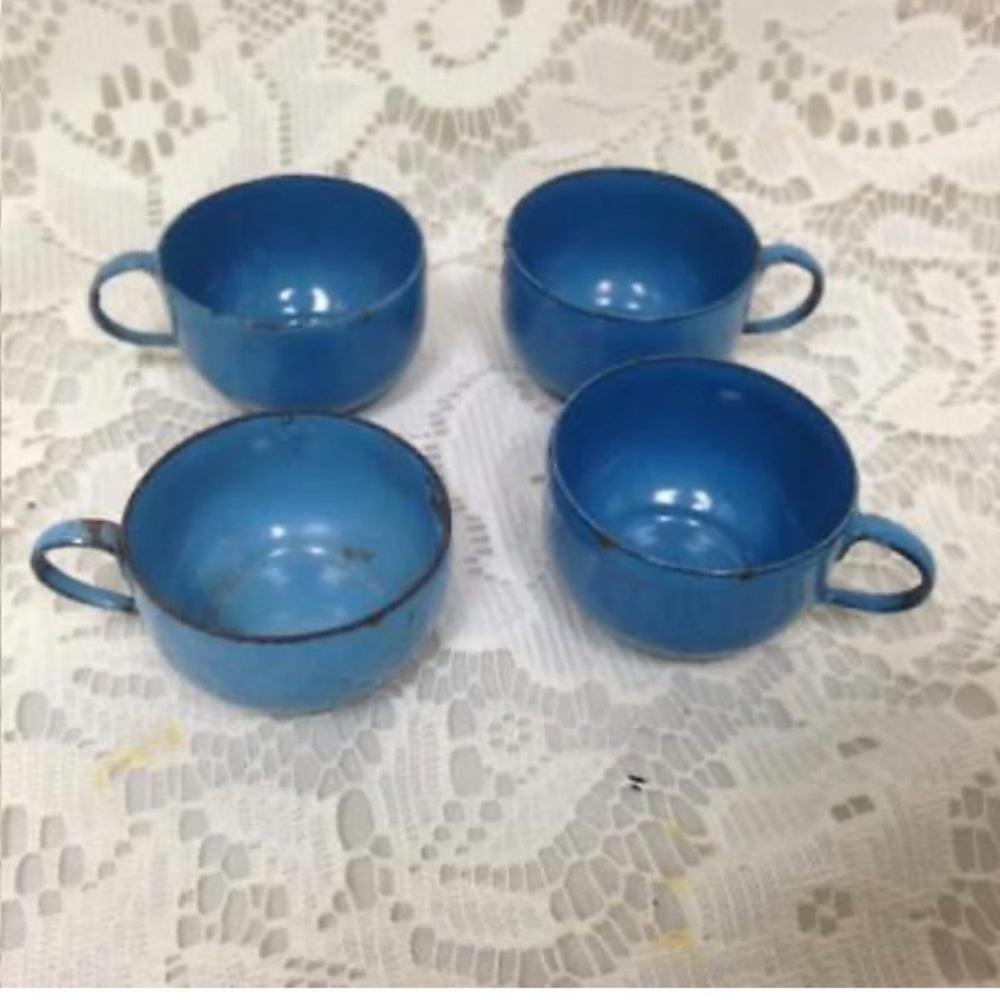 Vintage 12-pc French Blue Enamelware, Child’s Tea Set