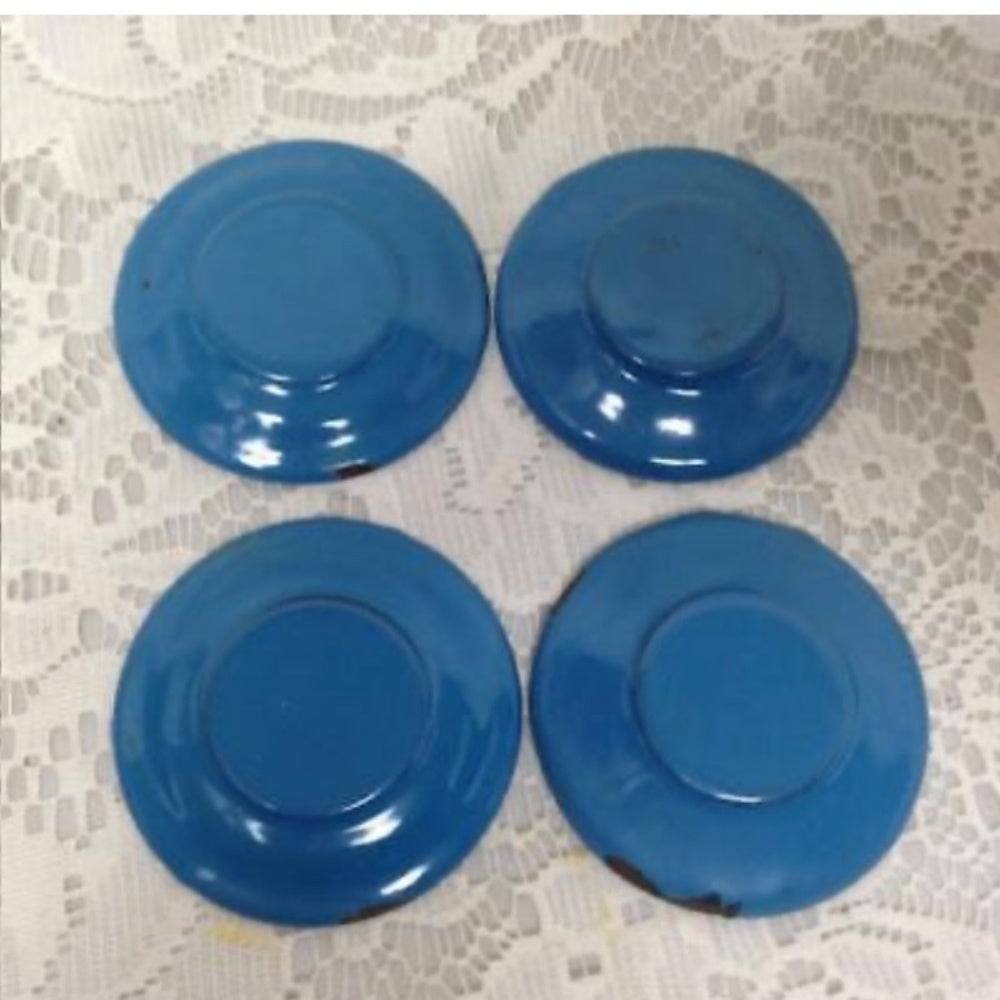 Vintage 12-pc French Blue Enamelware, Child’s Tea Set