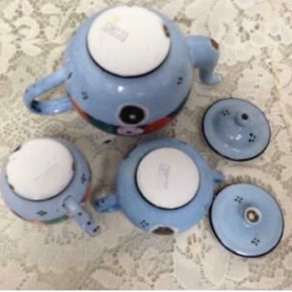 Antique,  Germany,  17-pc Blue Floral Child's Tea Set