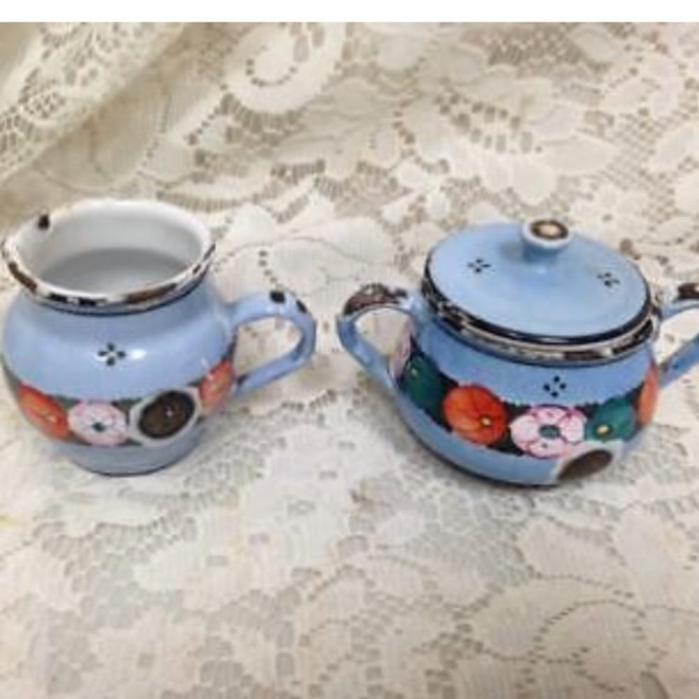 Antique,  Germany,  17-pc Blue Floral Child's Tea Set