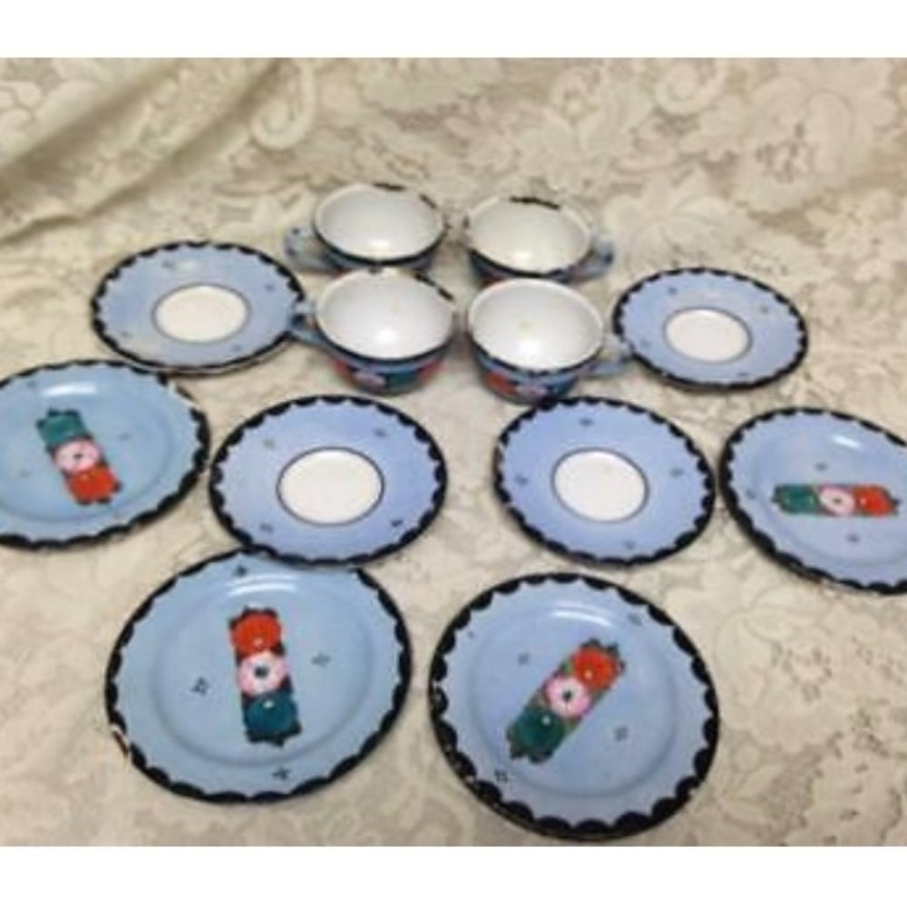 Antique,  Germany,  17-pc Blue Floral Child's Tea Set