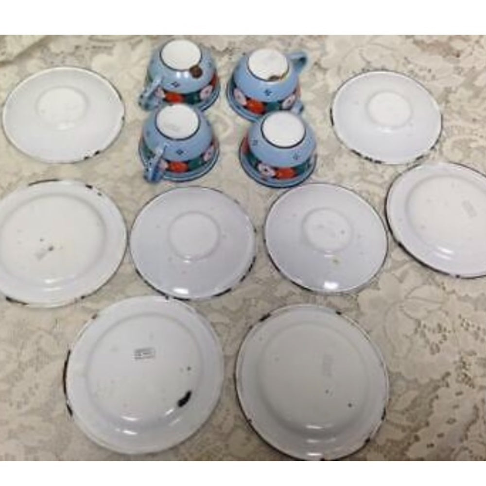 Antique,  Germany,  17-pc Blue Floral Child's Tea Set