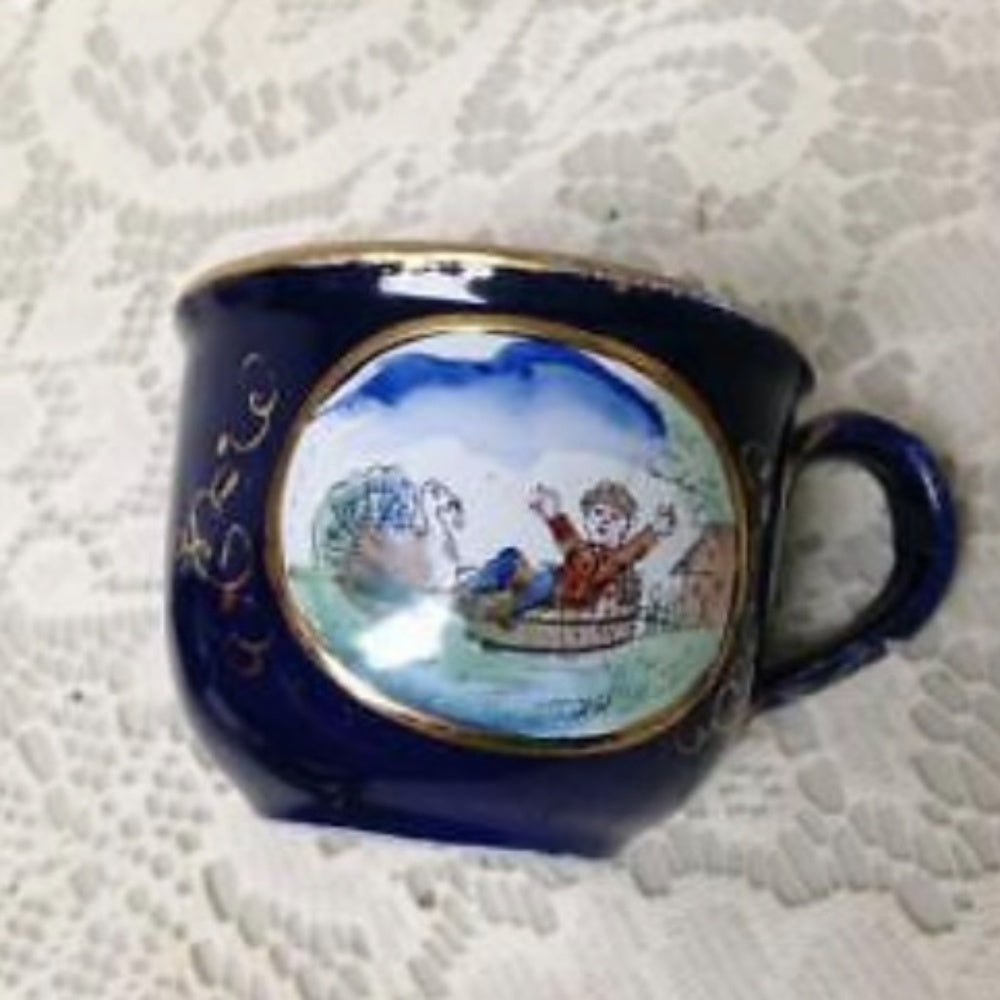 Antique, Rare, German Cobalt Blue Enamelware, 9pc Childs Tea Set