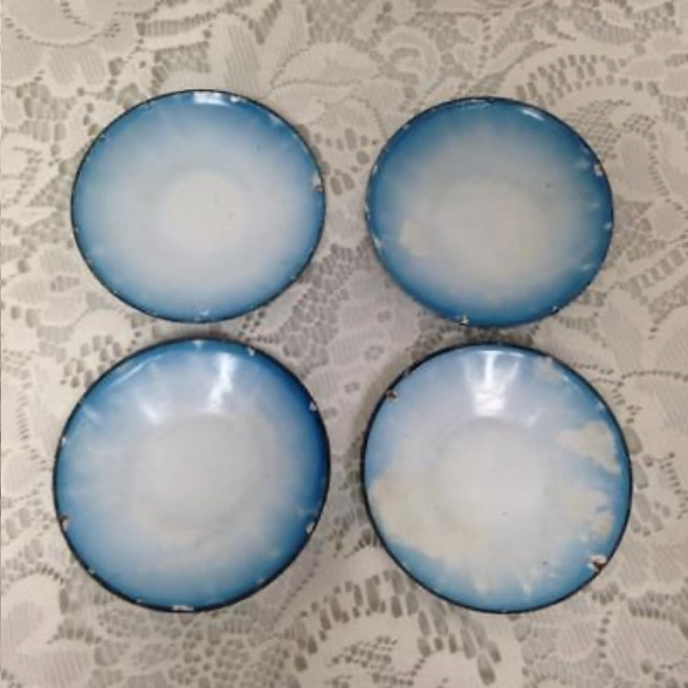 Antique, Rare, French Flow Blue  Enamelware, 12pc Childs Tea Set