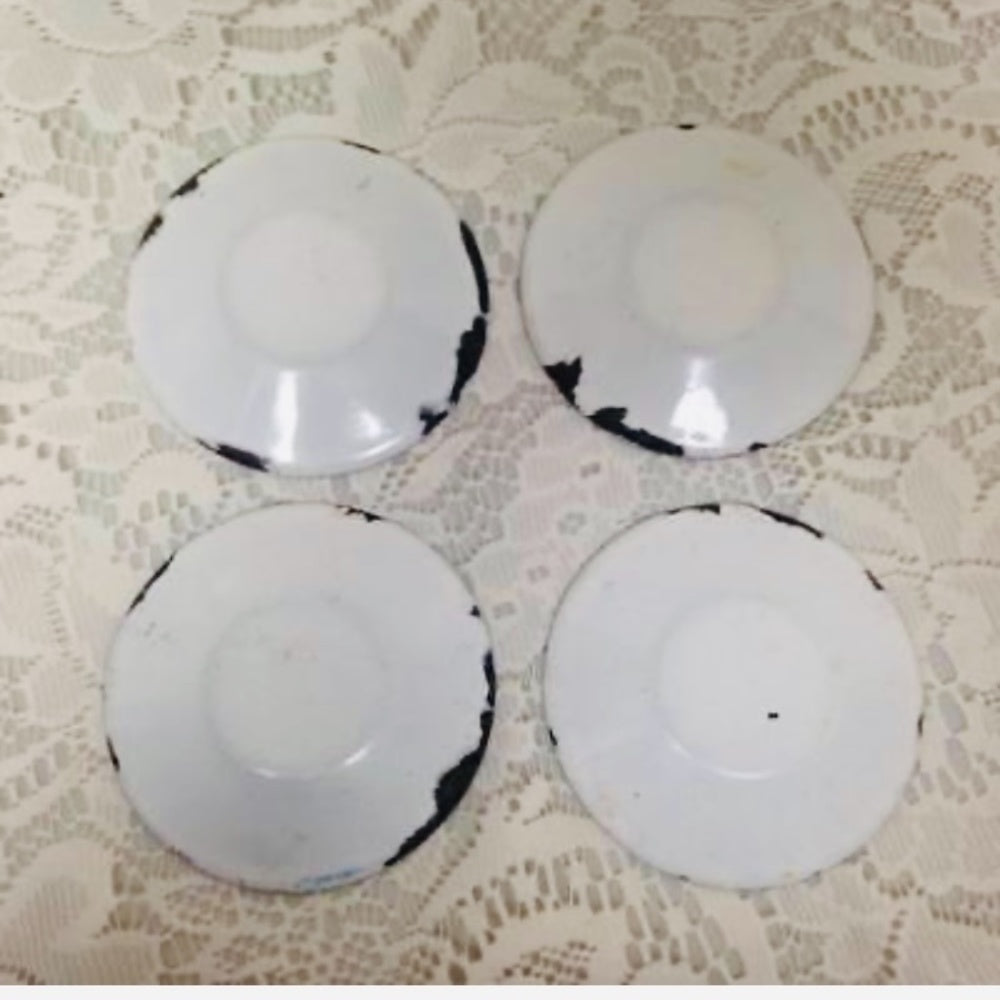 Antique, Rare, French Flow Blue  Enamelware, 12pc Childs Tea Set