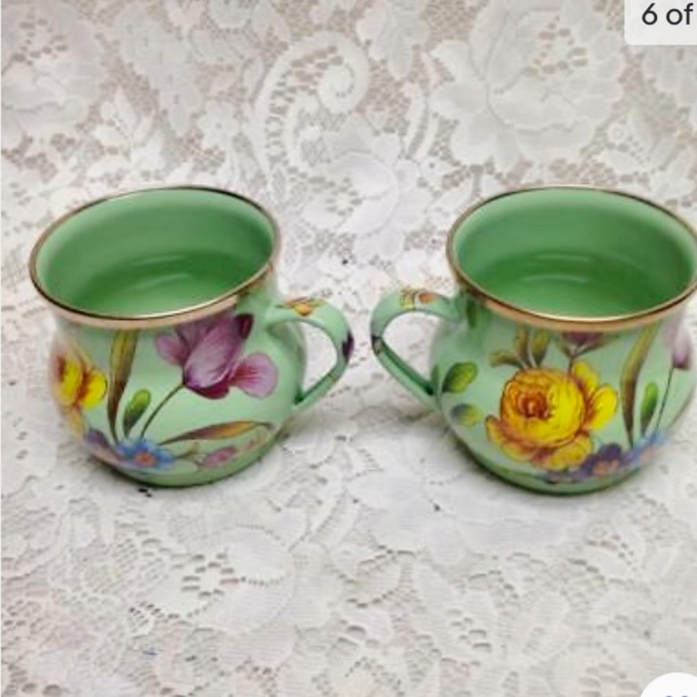 Vintage, MacKenzie Childs Green Enamelware 4pcTea -Luncheon Set