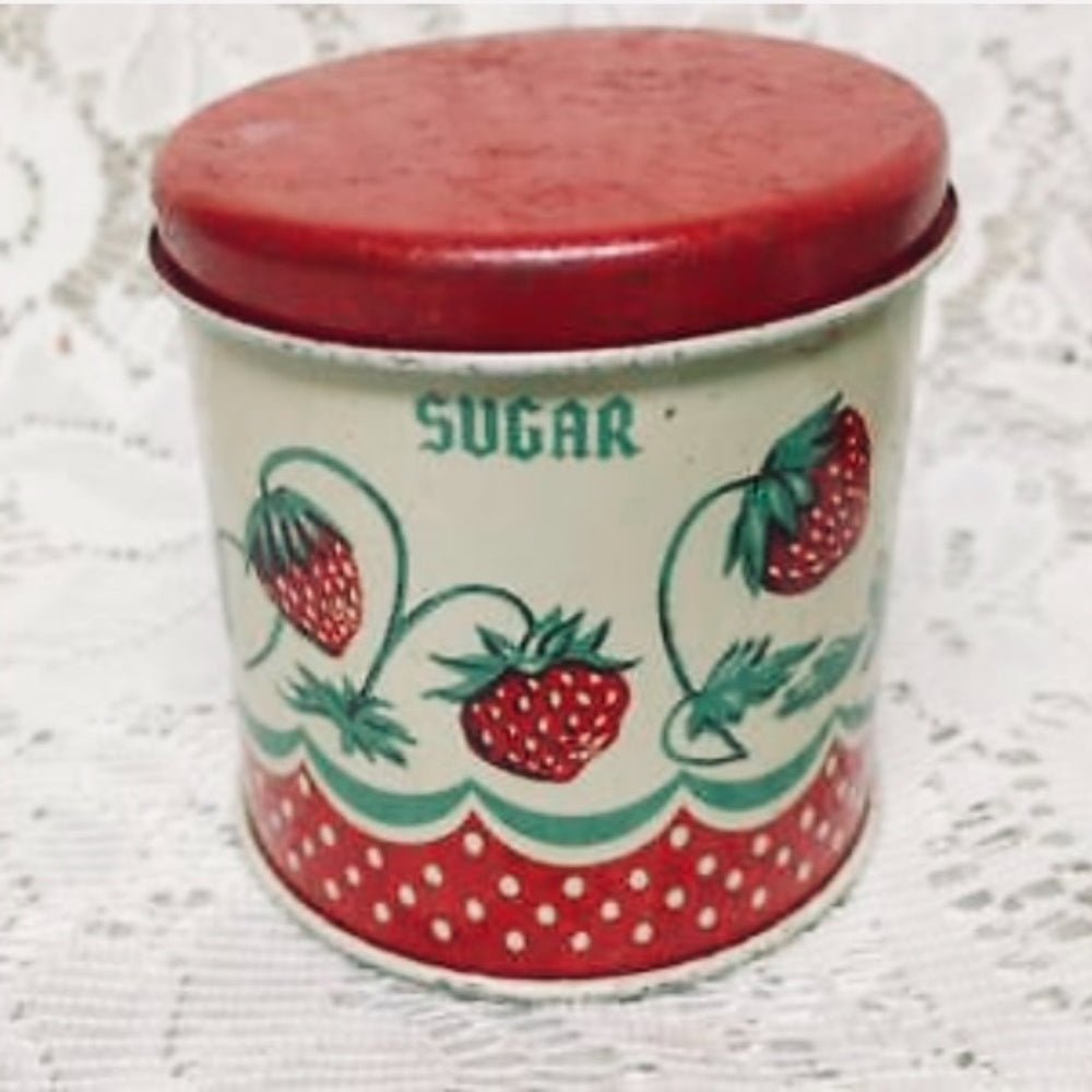 Rare 1950s Child’s Wolverine Strawberry 6-pc Canister Set