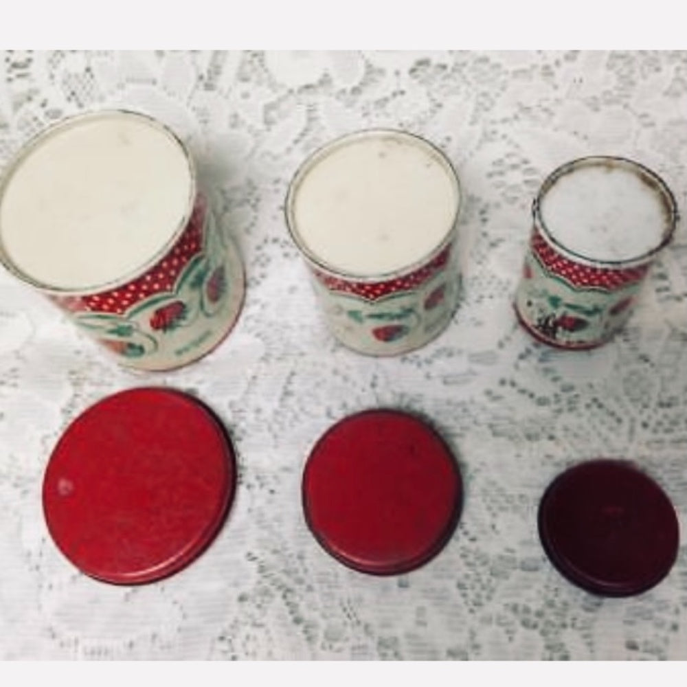 Rare 1950s Child’s Wolverine Strawberry 6-pc Canister Set