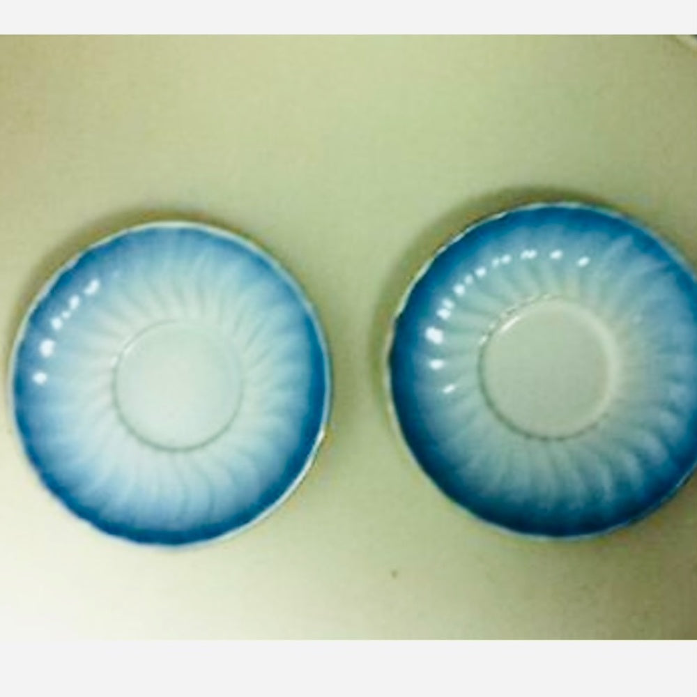Antique, Rare, 4-pc Child’s Flow Blue Enamelware Cup and Saucer