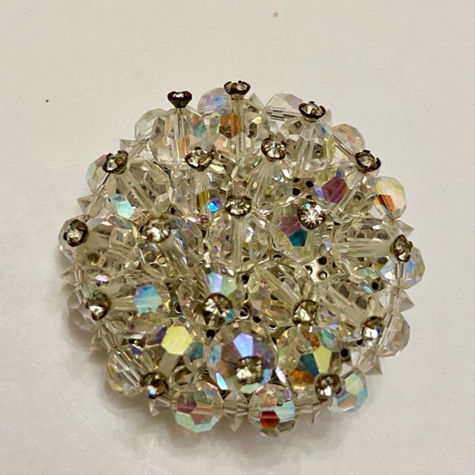 Vintage Aurora Borealis Rhinestone 2in Brooch