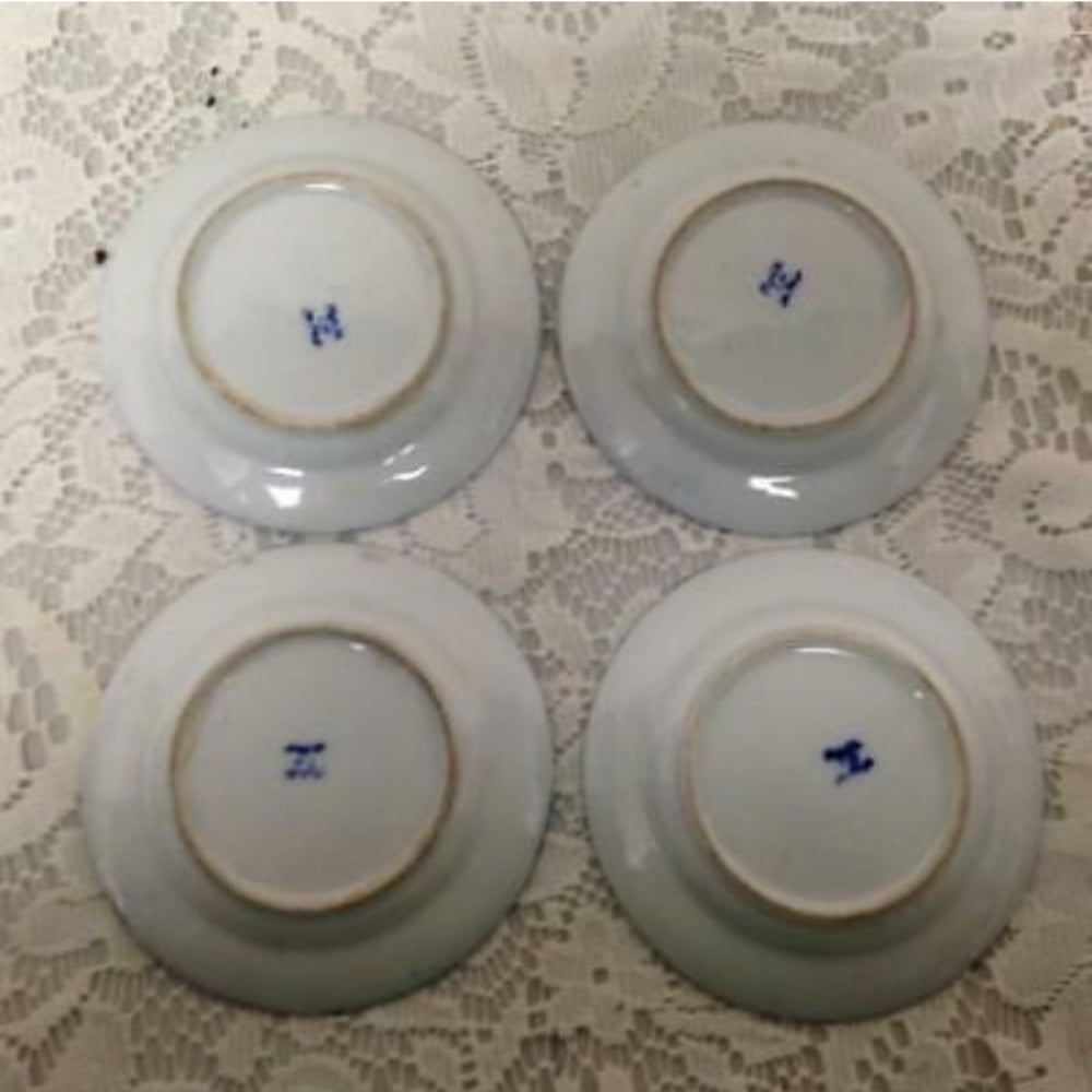 Vintage, Japan, Blue Willow, 17pc Child’s Tea Set - Pink Wicker Picnic Basket