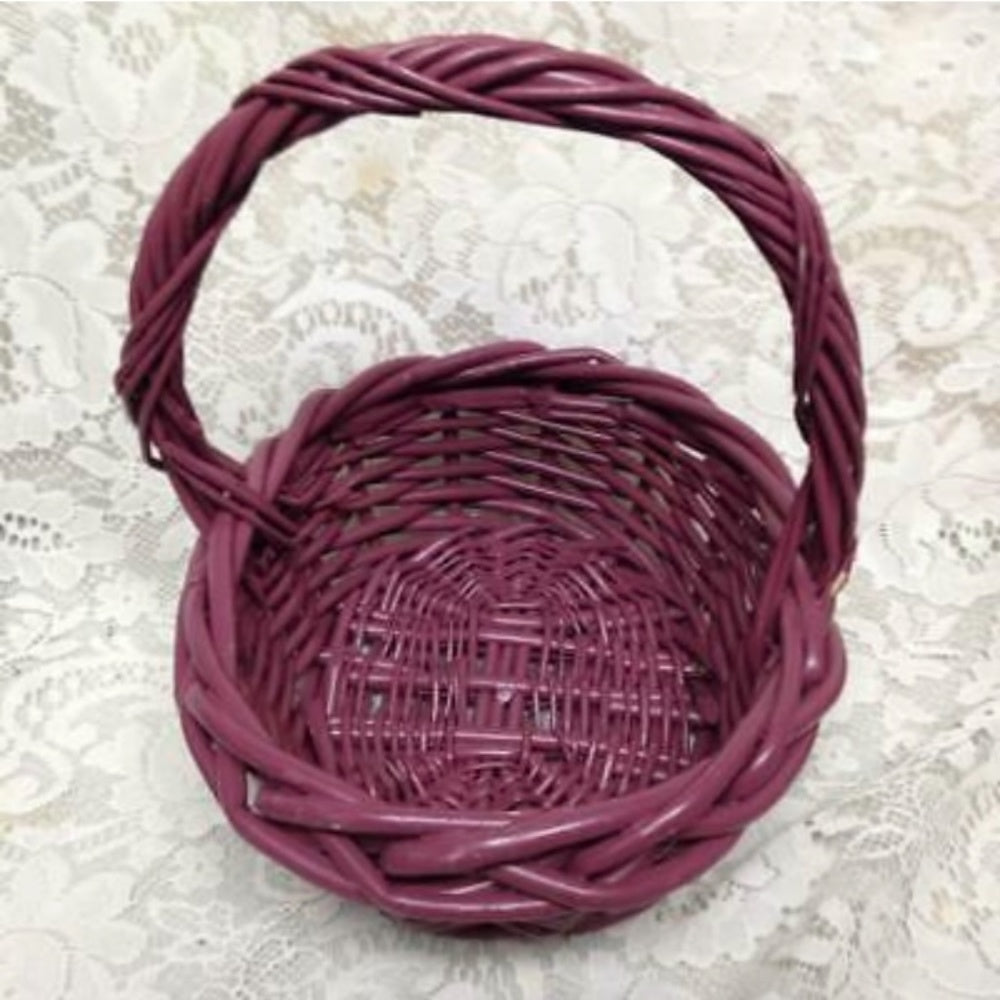 Vintage, Japan, Blue Willow, 17pc Child’s Tea Set - Pink Wicker Picnic Basket
