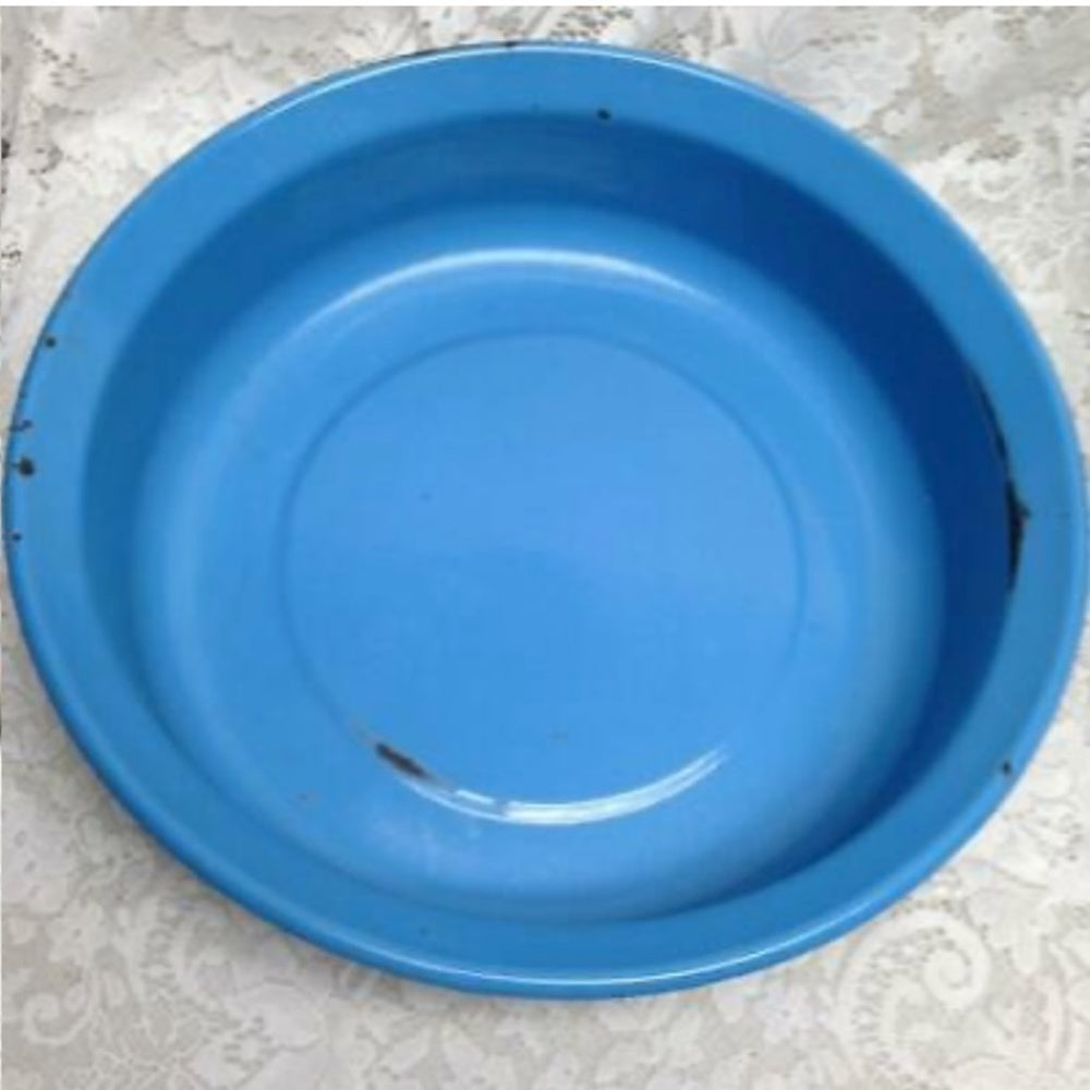 Antique, Rare, French Blue Willow Enamelware Set, Wash Bowl 16in-Pitcher 12in H
